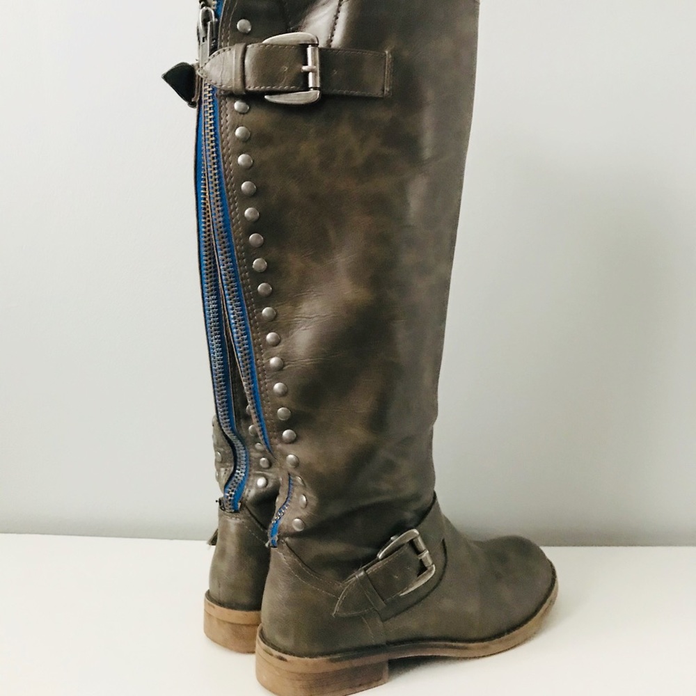 Knee High Zip-back Moto Boots